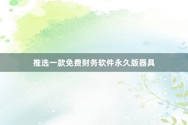 推选一款免费财务软件永久版器具